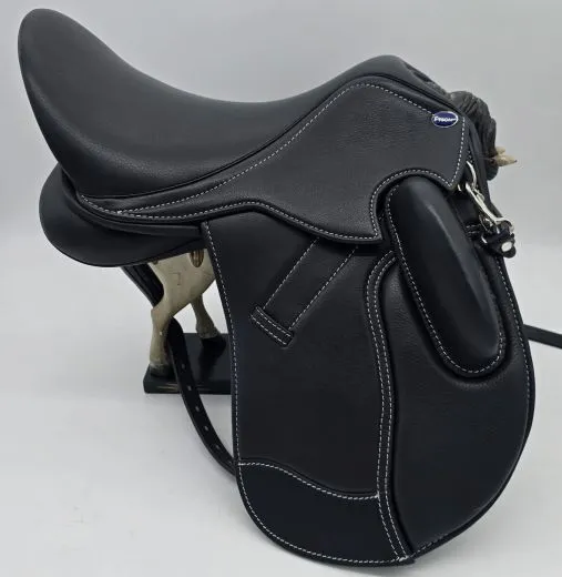 Leder Sattel Ledersattel Anna SILVER Glitzer 14 15 Zoll Kopfeisen verstellbar Monosattel Sattel Shetty Welsh aufges. Kniepauschen