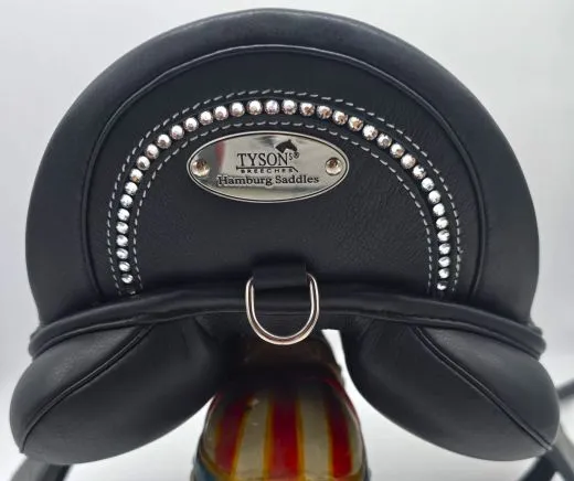 Leder Sattel Ledersattel Anna SILVER Glitzer 14 15 Zoll Kopfeisen verstellbar Monosattel Sattel Shetty Welsh aufges. Kniepauschen