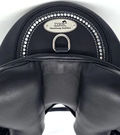 Leder Sattel Ledersattel Anna SILVER Glitzer 14 15 Zoll Kopfeisen verstellbar Monosattel Sattel Shetty Welsh aufges. Kniepauschen