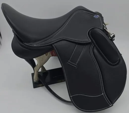 Leder Sattel Ledersattel Anna SILVER Glitzer 14 15 Zoll Kopfeisen verstellbar Monosattel Sattel Shetty Welsh aufges. Kniepauschen