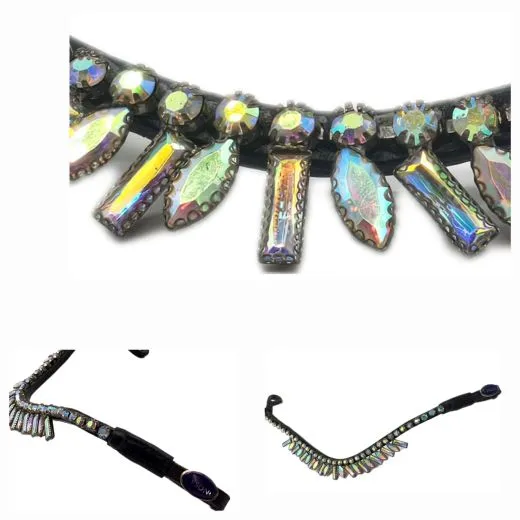 Stirnriemen Diadem Flint PONY VB WB Regenbogenfarben Perlmut geschwungen Stirnband Tysons 37 / 41 cm