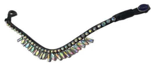 Stirnriemen Diadem Flint PONY VB WB Regenbogenfarben Perlmut geschwungen Stirnband Tysons 37 / 41 cm