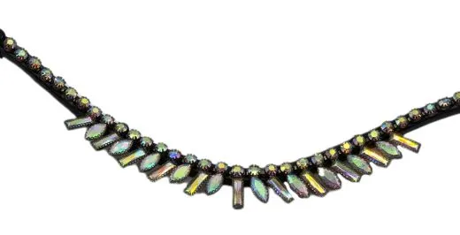 Stirnriemen Diadem Flint PONY VB WB Regenbogenfarben Perlmut geschwungen Stirnband Tysons 37 / 41 cm