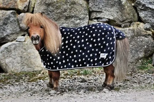 Glori Abschwitzdecke Sterne Schwarz Nicki Fleece 65 70 75 80 85 90 95 100 cm STARS Fleecedecke Minishetty Shetty Welsh