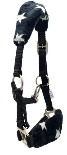 Glori Halfter Nicky Fleece Schwarz Minishetty Shetty Fohlenhalfter Nylonhalfter Plsch