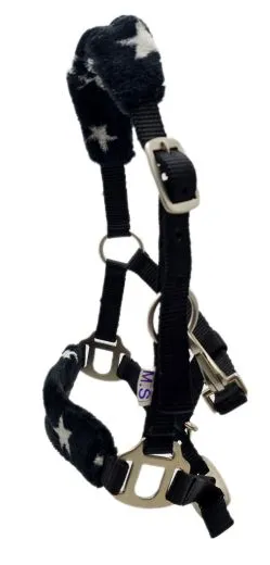 Glori Halfter Nicky Fleece Schwarz Minishetty Shetty Fohlenhalfter Nylonhalfter Plsch