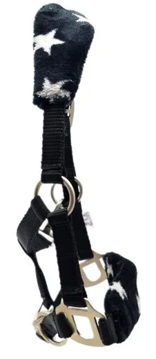 Glori Halfter Nicky Fleece Schwarz Minishetty Shetty Fohlenhalfter Nylonhalfter Plsch