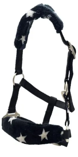 Glori Halfter Nicky Fleece Schwarz Minishetty Shetty Fohlenhalfter Nylonhalfter Plsch