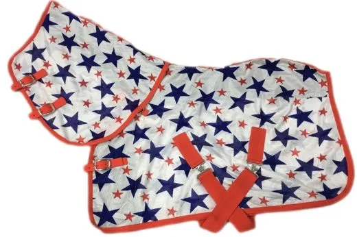 Fliegendecke Sterni Netz Mesh + Halsteil abnehmbar Weiss Blau Rot Sternchen Fliegen Decke 70 75 80 85 90 95 100 cm