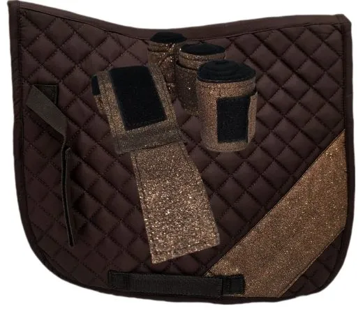 Sun Glitzer Set Schabracke Baumwolle mit Fleece Bandagen Rosa Rot Hellblau Lila Braun Schwarz Minishetty Shetty Welsh