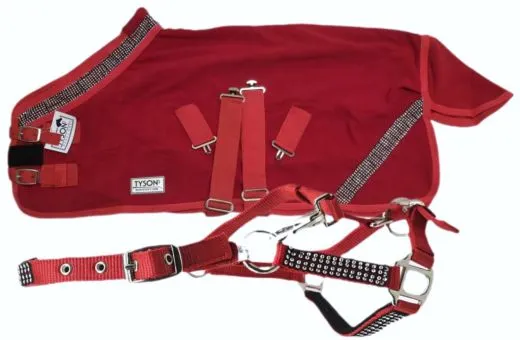 Zoe SET Abschwitzdecke mit Halfter Glitzer Minishetty Shetty 70 80 90 100 cm Rot Schwarz Rosa Glitzerset