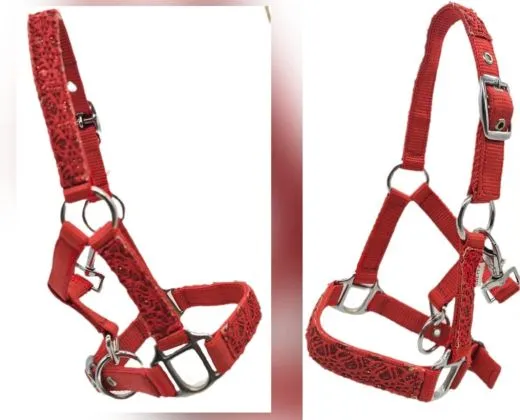 Fancy Halfter Minishetty Shetty Fohlenhalfter Glitzer Rot Glitzerhalfter Nylonhalfter Falabella Minipony