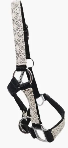 Halfter Fancy MMS MS S Fohlenhalfter Glitzer Schwarz / Wei� Fohlen Glitzerhalfter Kleiner Karabiner