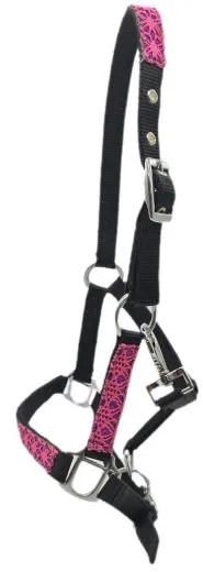 Halfter Fancy Minishetty Shetty Fohlenhalfter Glitzer Schwarz Pink Fohlen Glitzerhalfter Nylonhalfter