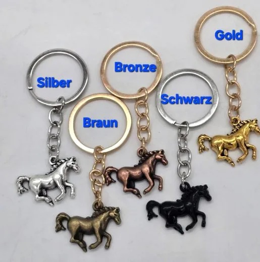 Schl�sselanh�nger Pferd Galopp Silber, Gold, Bronze Farben , Braun Schwarz Anh�nger Gl�cksbringer