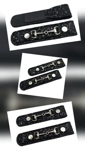 Stiefelclips Clips Stiefel Glitzer Schwarz 2 St�ck = 1 Paar Deko Gebiss