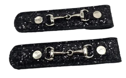 Stiefelclips Clips Stiefel Glitzer Schwarz 2 St�ck = 1 Paar Deko Gebiss