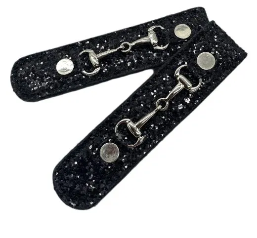 Stiefelclips Clips Stiefel Glitzer Schwarz 2 St�ck = 1 Paar Deko Gebiss
