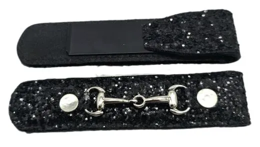 Stiefelclips Clips Stiefel Glitzer Schwarz 2 St�ck = 1 Paar Deko Gebiss