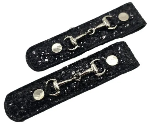 Stiefelclips Clips Stiefel Glitzer Schwarz 2 St�ck = 1 Paar Deko Gebiss