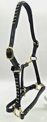 B Ware Halfter Leder Braun Schwarz Glitzer Minishetty Shetty Lederhalfter Show B Ware