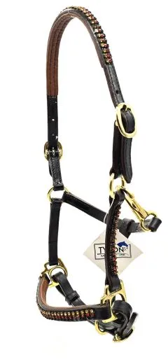 B Ware Halfter Leder Braun Schwarz Glitzer Minishetty Shetty Lederhalfter Show B Ware