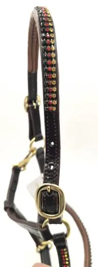 B Ware Halfter Leder Braun Schwarz Glitzer Minishetty Shetty Lederhalfter Show B Ware