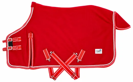 Set Sabrina Antiplling Abschwitzdecke + Glitzer Halfter mit Decke Fleece Rot 65 70 75 80 85 90 95 100 cm
