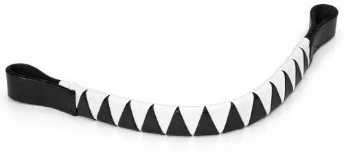 Retro Stirnband Blau / Rot - Wei� Leder Stirnriemen Pferdesport-Tradition 41 cm Warmblut