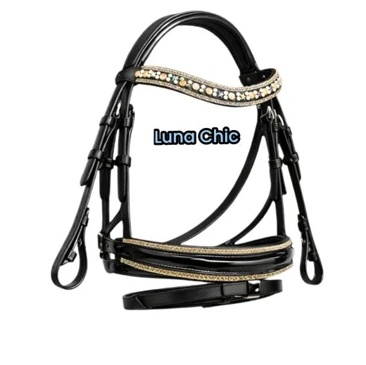 Luna Chic Ledertrense Lack Glitzer incl. Z�gel Minishetty Shetty Welsh Glitzertrense