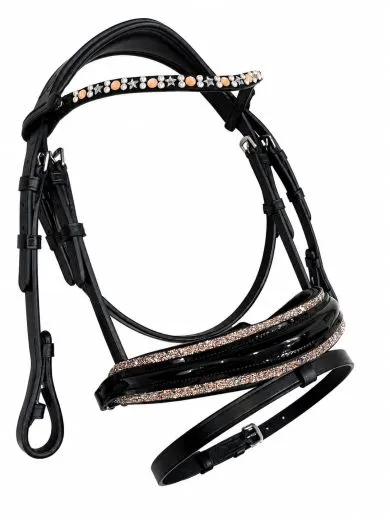 Twinkle Trense Minishetty Shetty Welsh Leder Lack Nasenriemen Glitzer Stirnband Nasenriemen zum entfernen