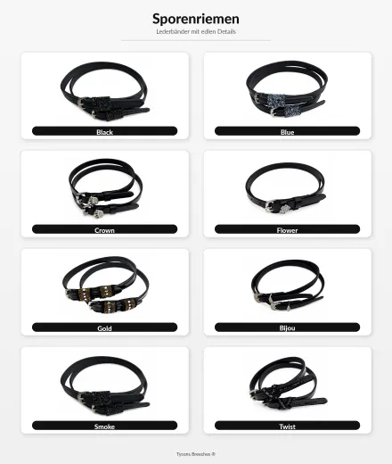Sporenriemen Leder Sporen Ledersporenriemen Leder Glitzer Blau Schwarz Gold Silber