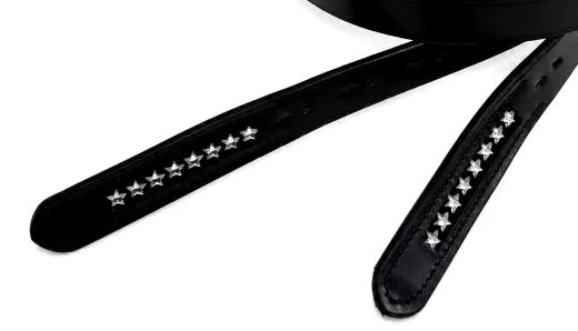 Steigb�gelriemen Stella – kurze Leder-Steigb�gelriemen mit Sternendeko Sterne 100 110 120 cm Schwarz