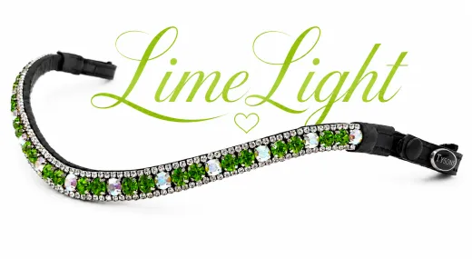 Stirnband Stirnriemen Lime Ligth X / XX Full Gr�n Kristall Glitzer Schnellverschluss / Klett Leder / Strass Kaltblut
