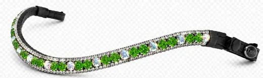 Stirnband Stirnriemen Lime Ligth X / XX Full Gr�n Kristall Glitzer Schnellverschluss / Klett Leder / Strass Kaltblut