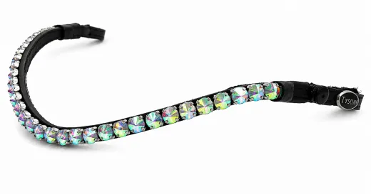 Big Rainbow Stirnriemen Stirnband 45 / 55 cm Kaltblut XF XX Full Leder Schnellverschluss Glitzer gro�e Rivoli Regenbogen