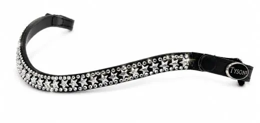 Stirnriemen Stirnband Stella Glitzer Sterne GR. Minishetty bis XX Full Leder Kristalle & Schnellverschluss