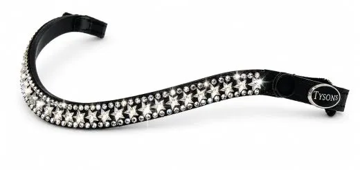 Stirnriemen Stirnband Stella Glitzer Sterne GR. Minishetty bis XX Full Leder Kristalle & Schnellverschluss