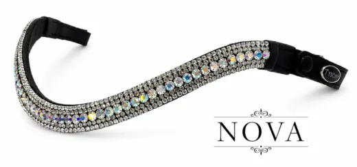 Stirnriemen Nova Stirnband XF XXFull Glitzer Strass Kaltblut extra lang geschwungen Schnellverschluss-System 45 50 cm