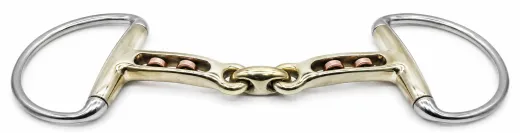 D-Ring Gebiss Kaltblut Kupferrollen doppelt gebrochen Argentan Kupfer 15,5 16,5 17,5 cm D-Ring Gebiss