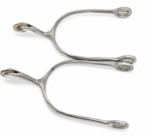 R�dchensporen Sporen Rad Edelstahl Messing 4,5 cm leicht nach oben gebogen 1 Paar = 2 St�ck