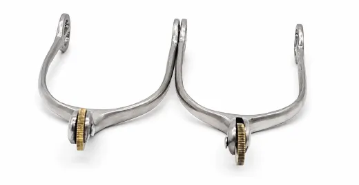 R�dchensporen Sporen Rad Edelstahl Messing 4,5 cm leicht nach oben gebogen 1 Paar = 2 St�ck