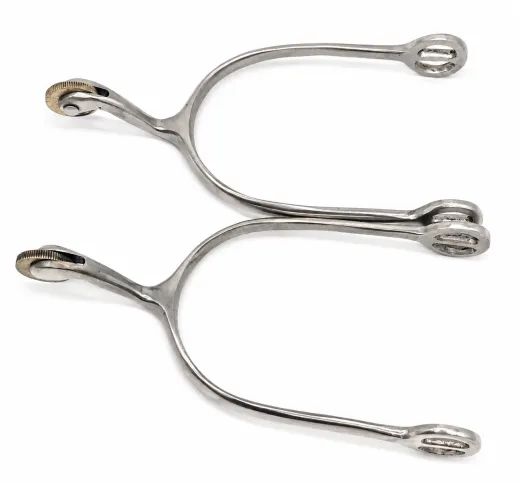 R�dchensporen Sporen Rad Edelstahl Messing 4,5 cm leicht nach oben gebogen 1 Paar = 2 St�ck