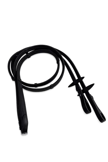 Weiche Lederz�gel Z�gel Leder schmal 1,5 cm mit Stopper Schwarz 2,60 2,80 3,0 Meter