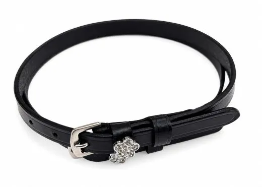 Sporen Riemechen 1 Paar Sporenriemen Blume Glitzer Leder Ledersporenriemchen Strass Schwarz