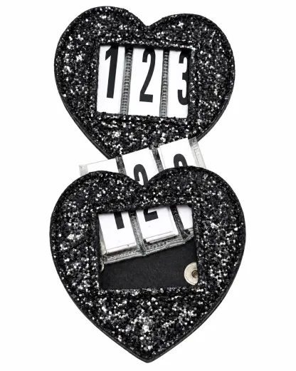 Kopfnummern Herzchen Schwarz Glitzer Herz 9 X 9 cm Turniernummern Nummern Turnier Nummer