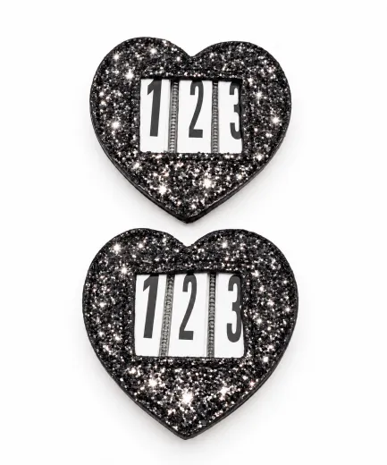 Kopfnummern Herzchen Schwarz Glitzer Herz 9 X 9 cm Turniernummern Nummern Turnier Nummer