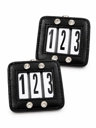 Kopfnummern Black Diamond Kopfnummer Glitzer Leder Startnummern 1 Paar Turnier Nummern Schwarz
