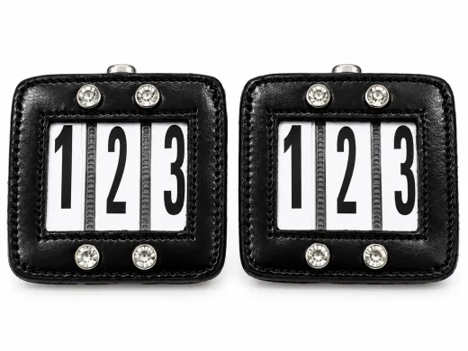 Kopfnummern Black Diamond Kopfnummer Glitzer Leder Startnummern 1 Paar Turnier Nummern Schwarz