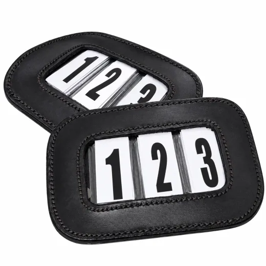 Kopf Nummer Leder zum anklicken Schwarz oBraun Leder uni Turnier Nummern Kopfnummern Turniernummern